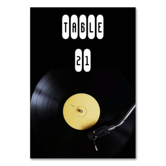 Tafelkaart: Vinylplaat op Draaitafel. Retro thema Kaart