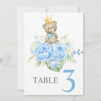 Tafelkaart voor babyfeest jongen teddybeer kaart