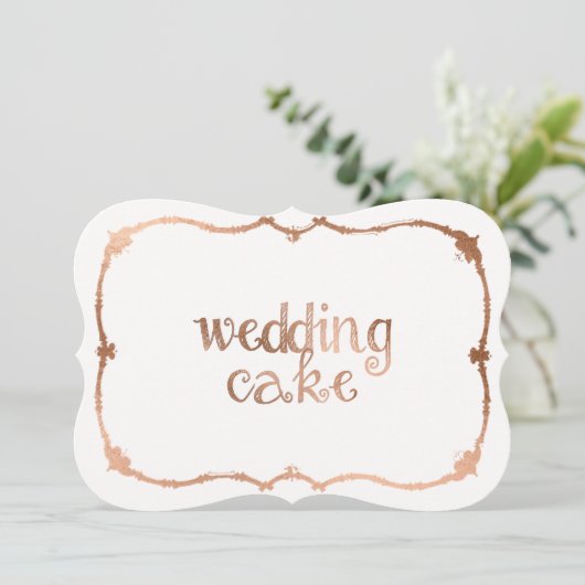 Tafelkaart voor trouwtaart met zoete roze gouden e kaart (Staand voorkant)