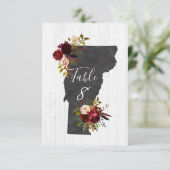 Tafelkaarten voor huwelijksfeest in Vermont Kaart (Staand voorkant)