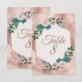 Tafelkaartjes met Blush Roze Rose Goud Vetplanten Kaart (Voorkant / Achterkant)