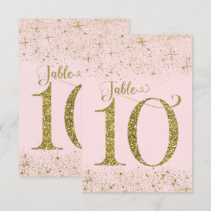 Tafelkaartjes Roze Goud Glitters Kleur 10 Kaart