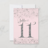 Tafelkaartjes Roze Zilver Glitter Nummer 11 Kaart (Achterkant)