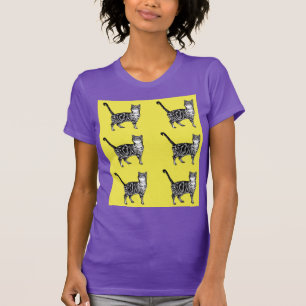Tafelkatten schattige gestreepte huisdieren T-shir T-shirt