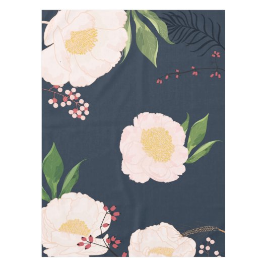 Tafelkleed Baby Roze Kosmos op Navy (Voorkant)