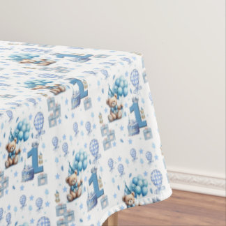 Tafelkleed, Gelukkige 1e verjaardag Teddybeer Blau Tafelkleed