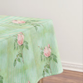 Tafelkleed Groene Streep Roze Rose Bloemen (Voorbeeld)