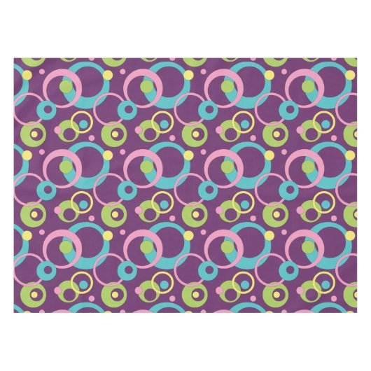 Tafelkleed met funky paarse cirkels (Voorkant (Horizontaal))