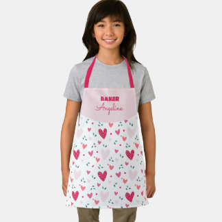 Tafelkleed met hartprint voor kleine bakster met n schort