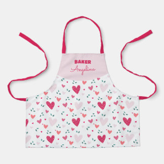 Tafelkleed met hartprint voor kleine bakster met n schort