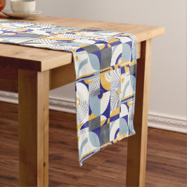 Tafelkleed met levendig blauw en geel cirkelpatroo