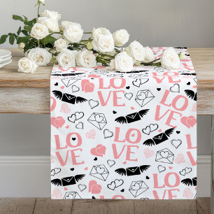 Tafelkleed Roze Zwart Liefde Tekst Bruiloft