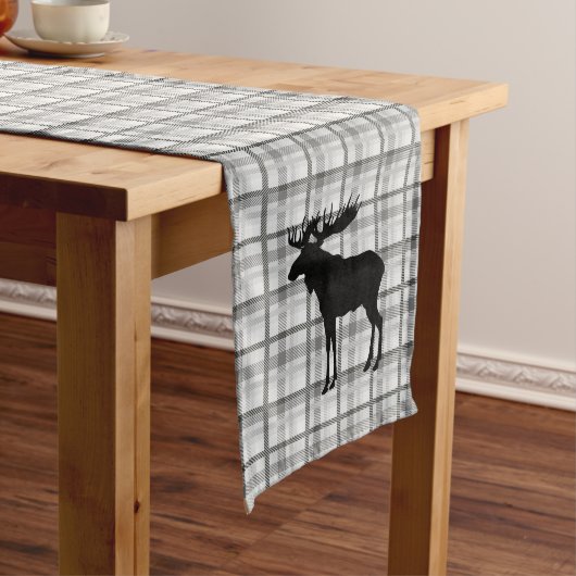 Tafelloper Grey Plaid & Moose (Voorbeeld)
