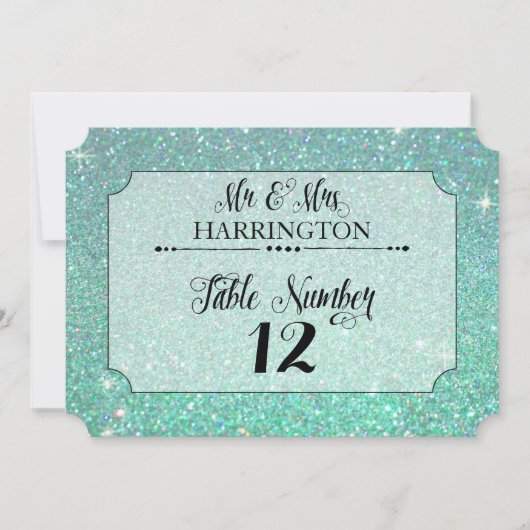 Tafelnummer Aqua Glitter Mr. & Mrs. Modern Fab (Voorkant)