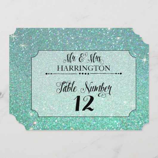 Tafelnummer Aqua Glitter Mr. & Mrs. Modern Fab (Voorkant / Achterkant)