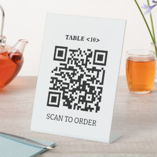 Tafelnummer Bord, QR-code scannen om te bestellen Reclamebord Met Voetstuk