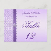 Tafelnummer Briefkaart Lila Damask & Ribbon