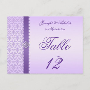 Tafelnummer Briefkaart Lila Damask & Ribbon