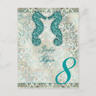 Tafelnummer Briefkaart Strand Wedding Seahorse