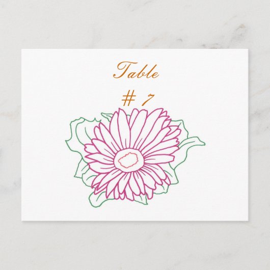 Tafelnummer briefkaarten, Roze Fuchsia Daisy (Voorkant)