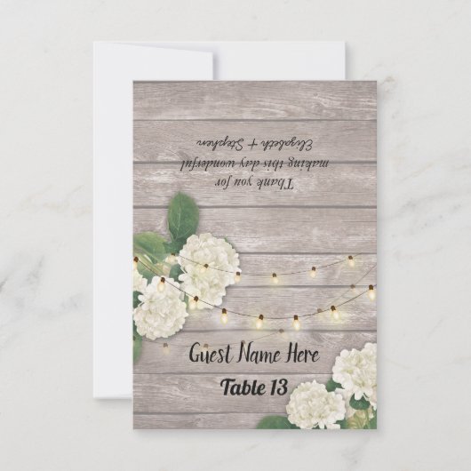 Tafelnummer Bruiloft Escort Hydrangea Rustic Hout (Voorkant)