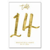 Tafelnummer Bruiloft Goud Folie Effect Nummer 14 (Achterkant)