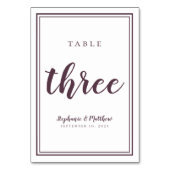 Tafelnummer drie Eenvoudig modern Paars (Achterkant)