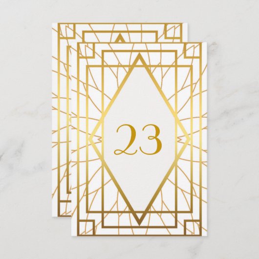 Tafelnummer, Grote Gatsby, elegant, chic, witgoud Kaart (Voorkant / Achterkant)