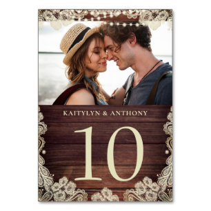 Tafelnummer hout Ivory Lace Foto Weddenschap