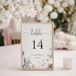 Tafelnummer Huwelijk met Landelijke Wilde Bloemen