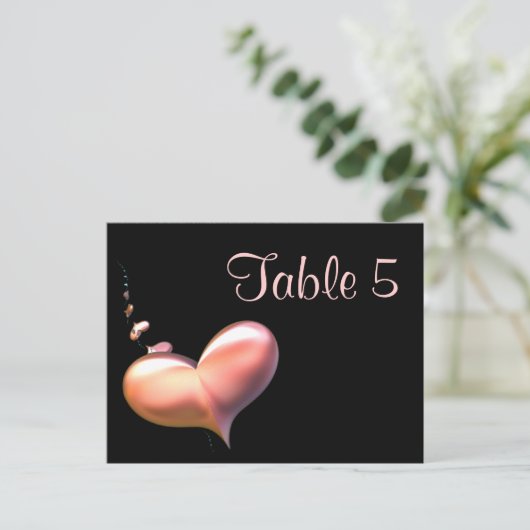 Tafelnummer Kaart Hart Strings (Staand voorkant)