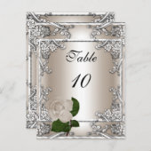 Tafelnummer Kaart Wedding Silver Cream Roos (Voorkant / Achterkant)