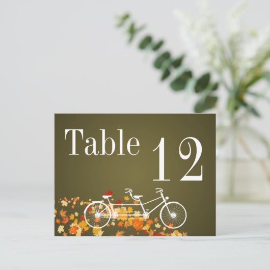 Tafelnummer Kaart Whimsical Brown Herfst Double Bi (Staand voorkant)