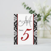 Tafelnummer Kaarten Damask Red (Staand voorkant)