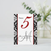 Tafelnummer Kaarten Damask Red (Staand voorkant)