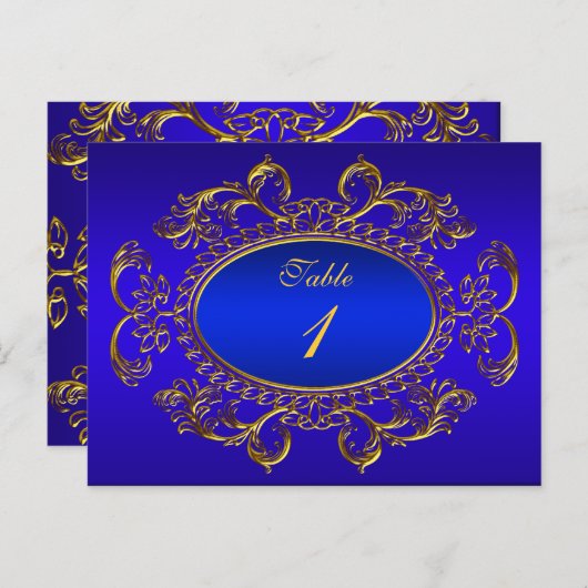 Tafelnummer Kaarten Royal Blue Gold (Voorkant / Achterkant)