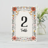 Tafelnummer met bloemenletterdruk (Staand voorkant)