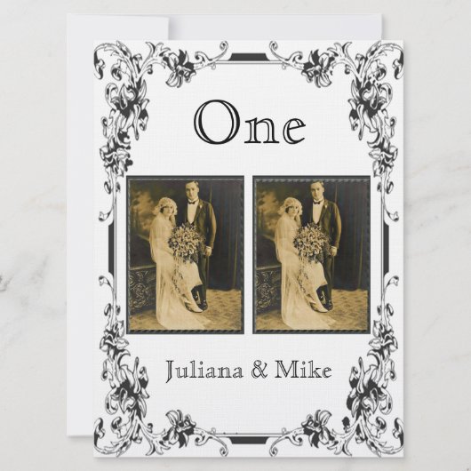 Tafelnummer met vintage wit en zwart foto (Voorkant)