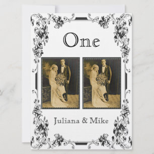 Tafelnummer met vintage zwart-wit foto