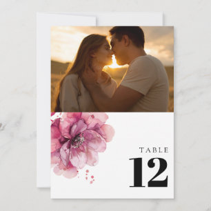 Tafelnummer met waterverf stoffige roos bloemmotie