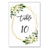 Tafelnummer met waterverf witte bloemen en handsch (Achterkant)