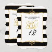 Tafelnummer Naam Gestreept Schrift Goud Glitter (Voorkant / Achterkant)