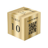 Tafelnummer QR code menu gold business logo Kubus (Voorkant hoekig)