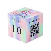 Tafelnummer QR code menu roze mint business logo Kubus (Achter hoekig)