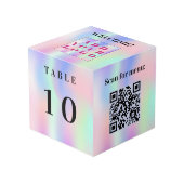 Tafelnummer QR code menu roze mint business logo Kubus (Voorkant hoekig)