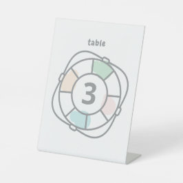 Tafelnummer reddingsboei nautical baby shower reclamebord met voetstuk