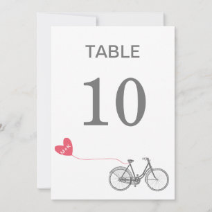 Tafelnummer romantische fiets met initialen