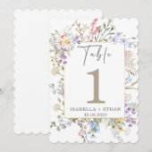 Tafelnummer sjabloon voor wilde bloemen (Voorkant / Achterkant)