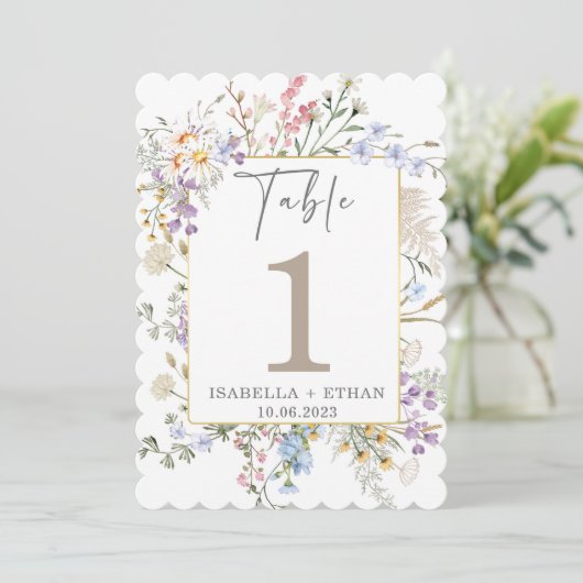 Tafelnummer sjabloon wilde bloem (Staand voorkant)