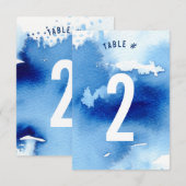 TAFELNUMMER stijlvolle waterverf koele donkerblauw (Voorkant / Achterkant)